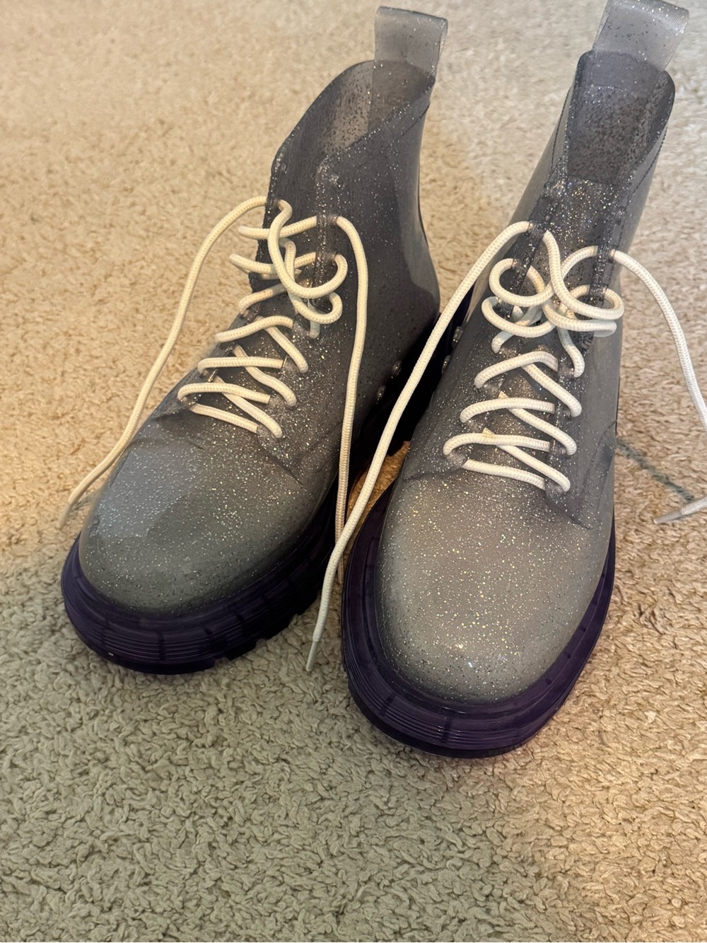 Melissa Coturno Glitter Lace-Up Boots Silver Purple US 7 - NWOT - Picture 10 of 10